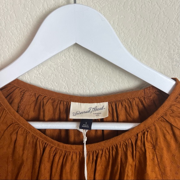 NWT Universal Thread Rust Peplum Linen Bishop 3/4 Sleeve Blouse Top - Picture 12 of 15